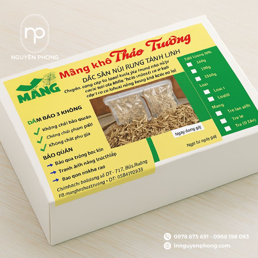 In hộp giấy đựng măng khô đẹp